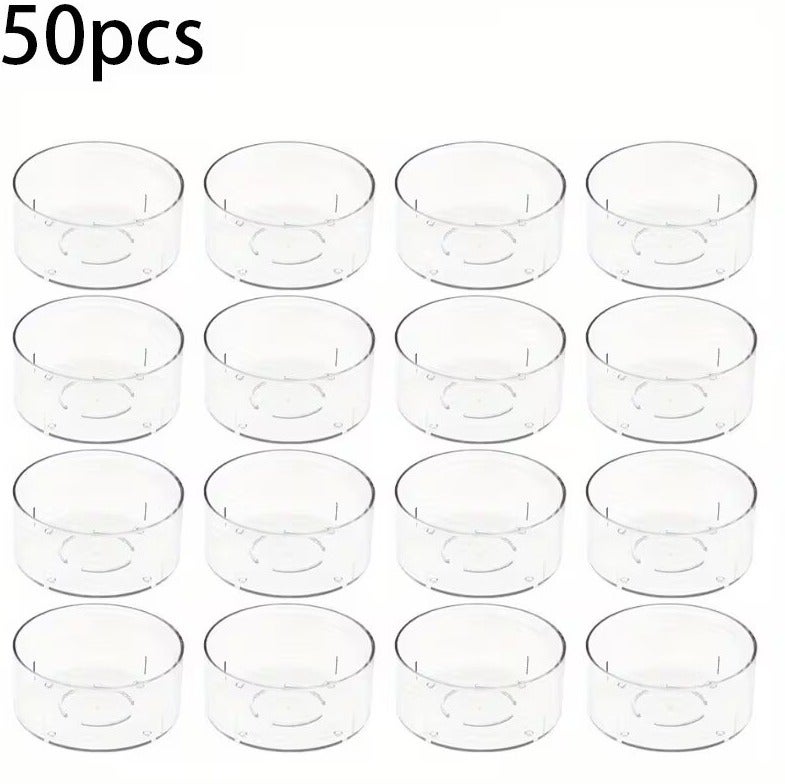 50 Cups+50 Wicks Tealight Candle Cups, Empty containers. Round shaped Polycarbonate Candle holder. DIY Candle Making Jars - Image 2